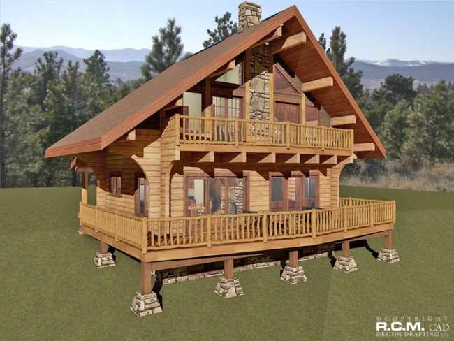 980 sq ft - Log Chalet Milled